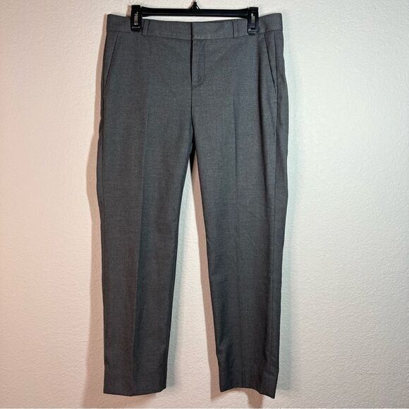 Banana Republic Gray Midi Flat Front Straight Leg Trouser Pants Womens Size 6 - Picture 1 of 8